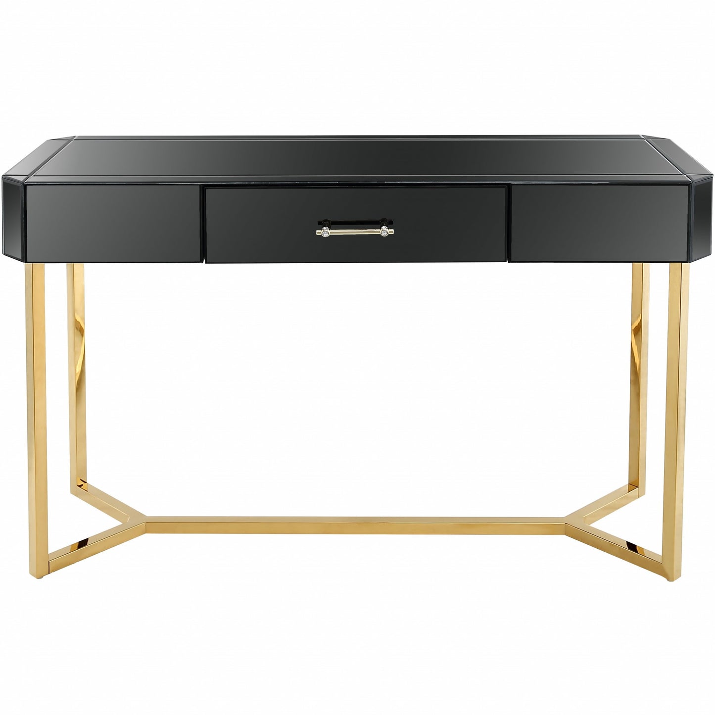 Black Mirrored Glass Console Table