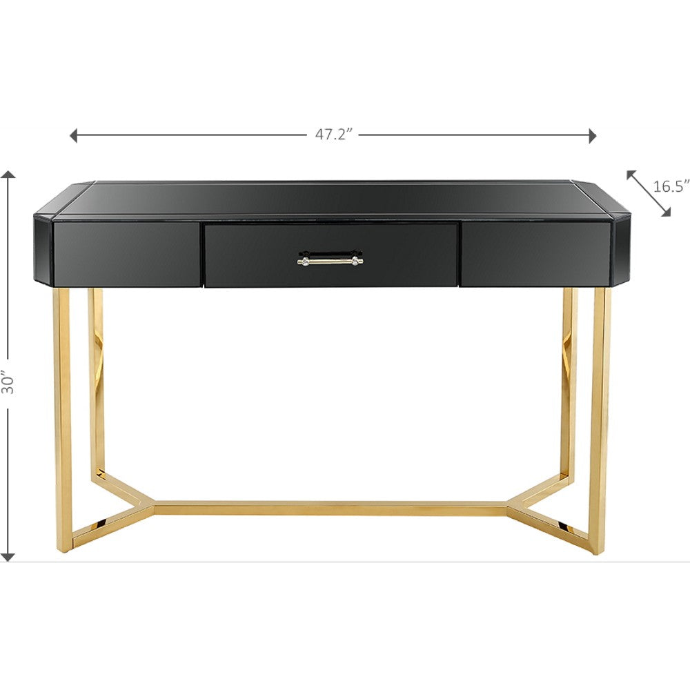 Black Mirrored Glass Console Table