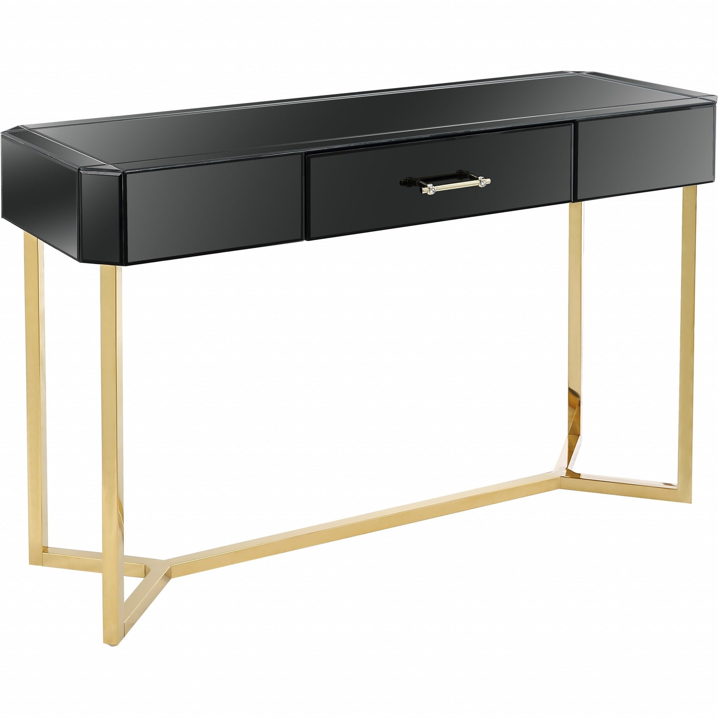 Black Mirrored Glass Console Table