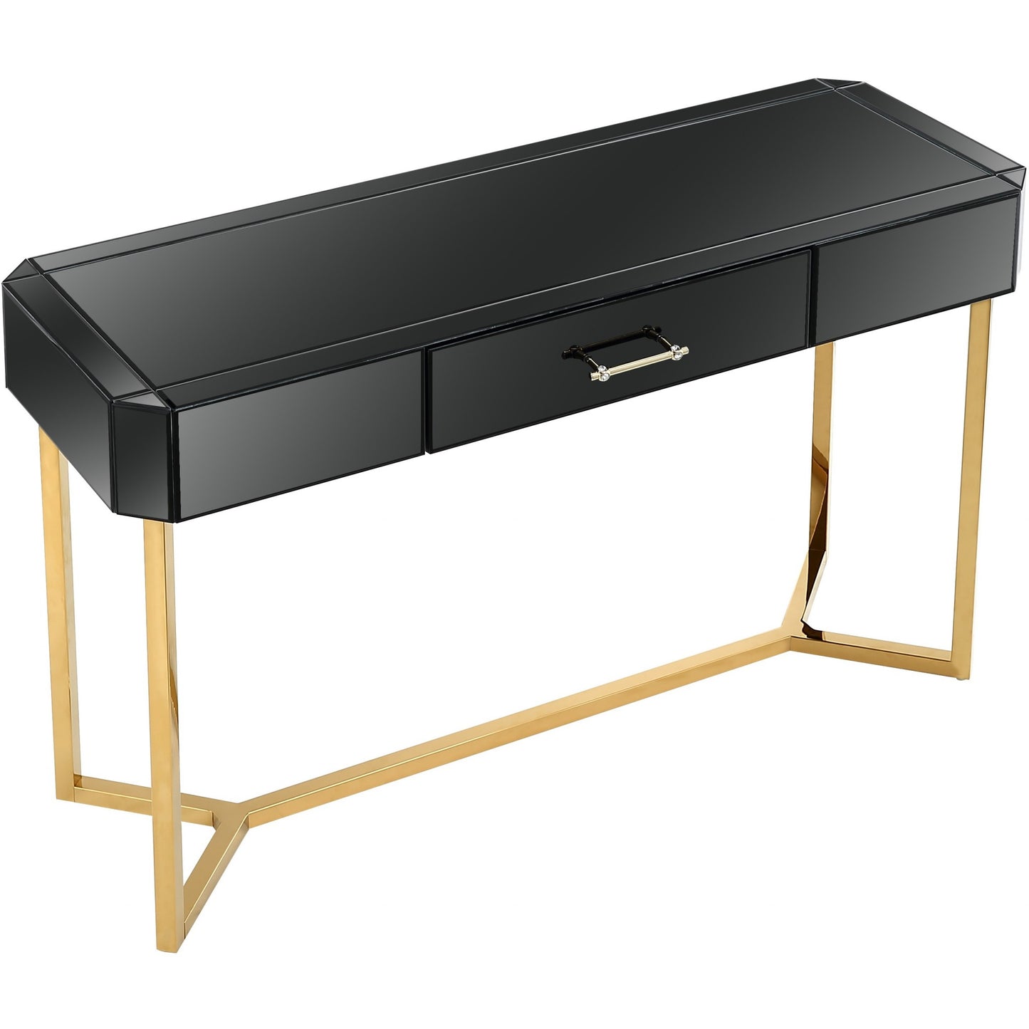 Black Mirrored Glass Console Table