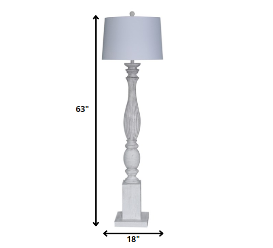 White Wash Plantation Resin Floor Lamp w/ White Shade