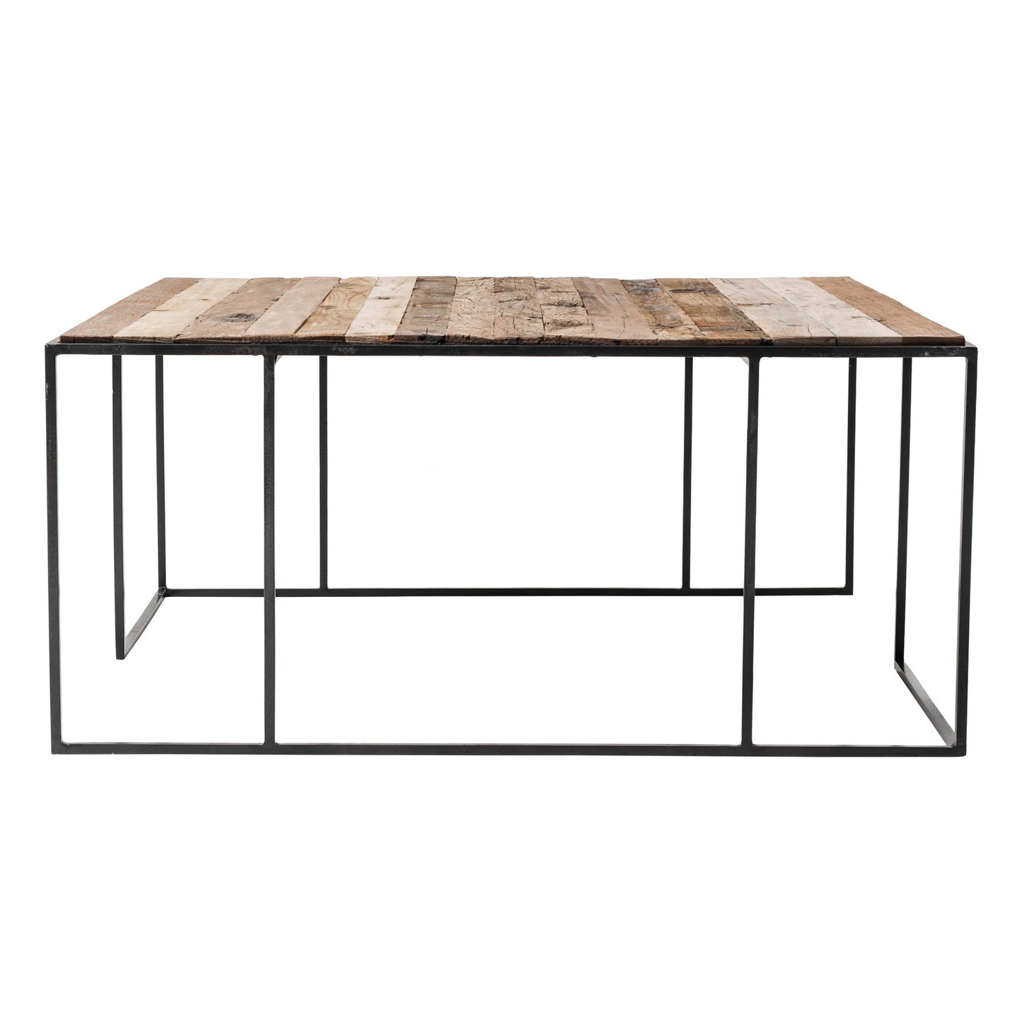 Brown & Black Solid Wood & Iron Square Nesting Tables