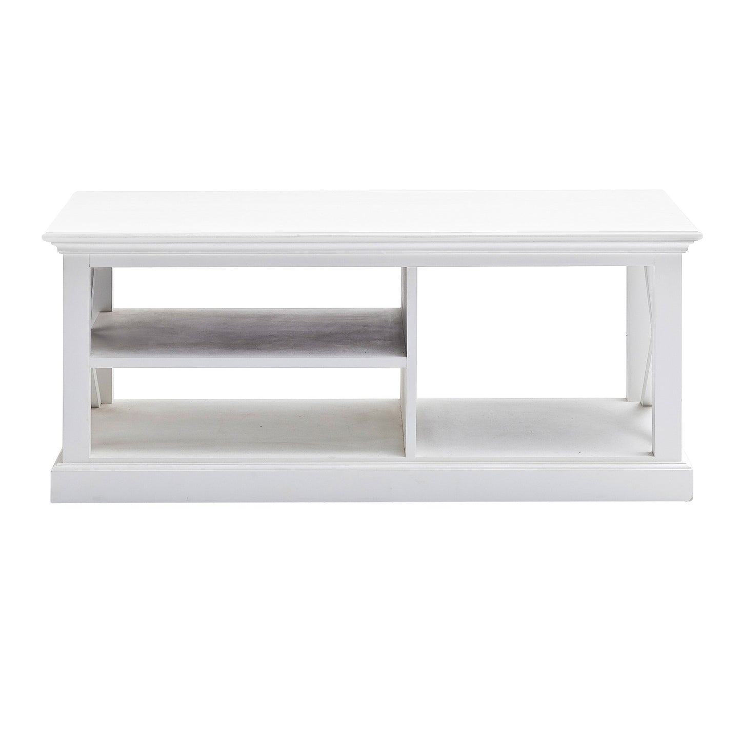 White Solid Wood & Wood Coffee Table w/ 3 Shelves