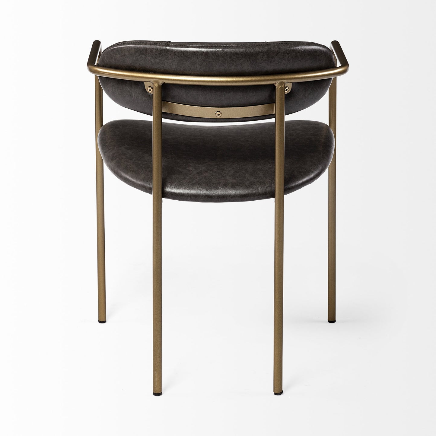 Brown & Gold Faux Leather Dining Chairs - Set of 2