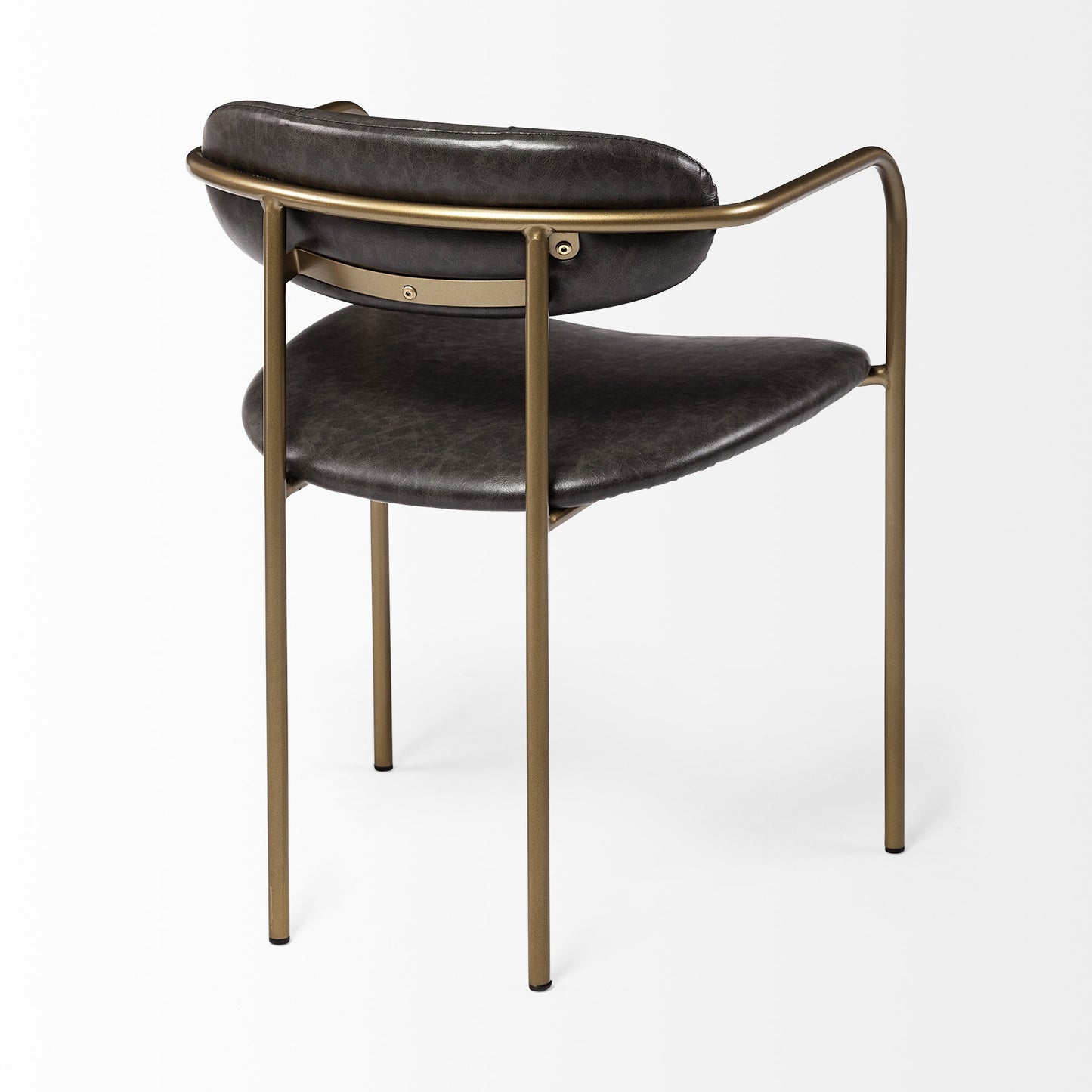 Brown & Gold Faux Leather Dining Chairs - Set of 2