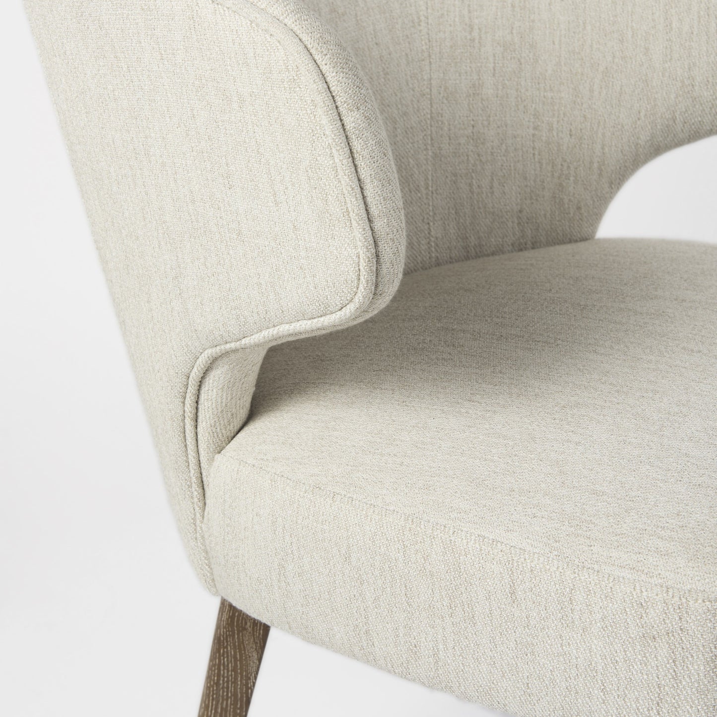 Ivory & Brown Mid Century Wingback Dining Chair