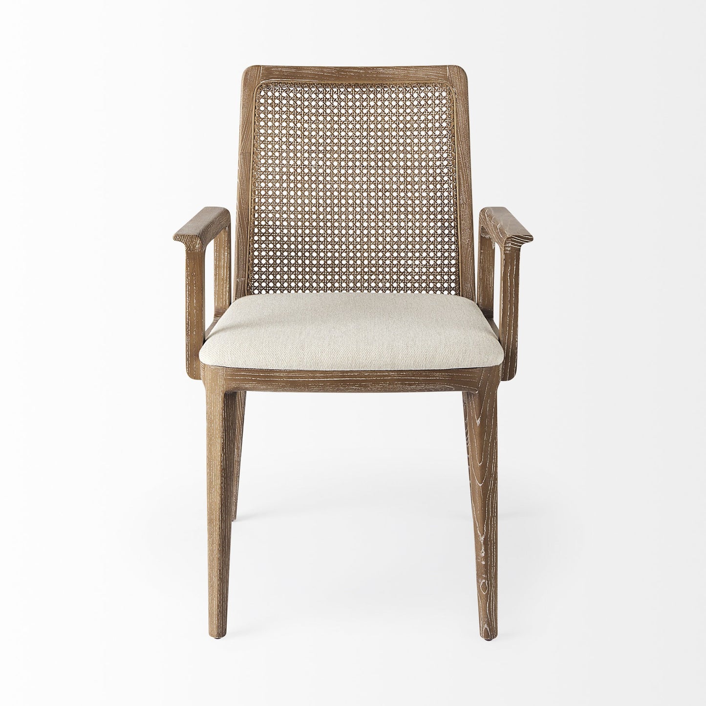 Cream & Brown Fabric Dining Chair
