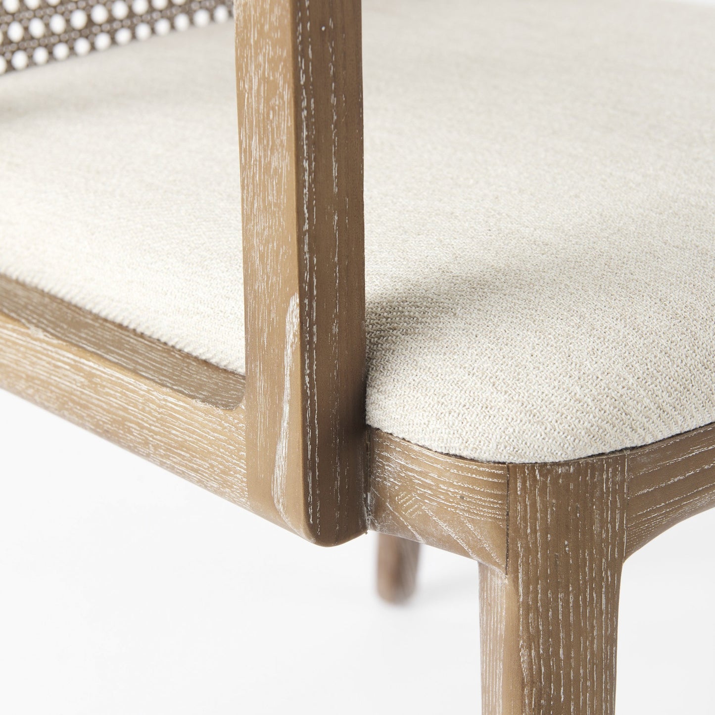 Cream & Brown Fabric Dining Chair