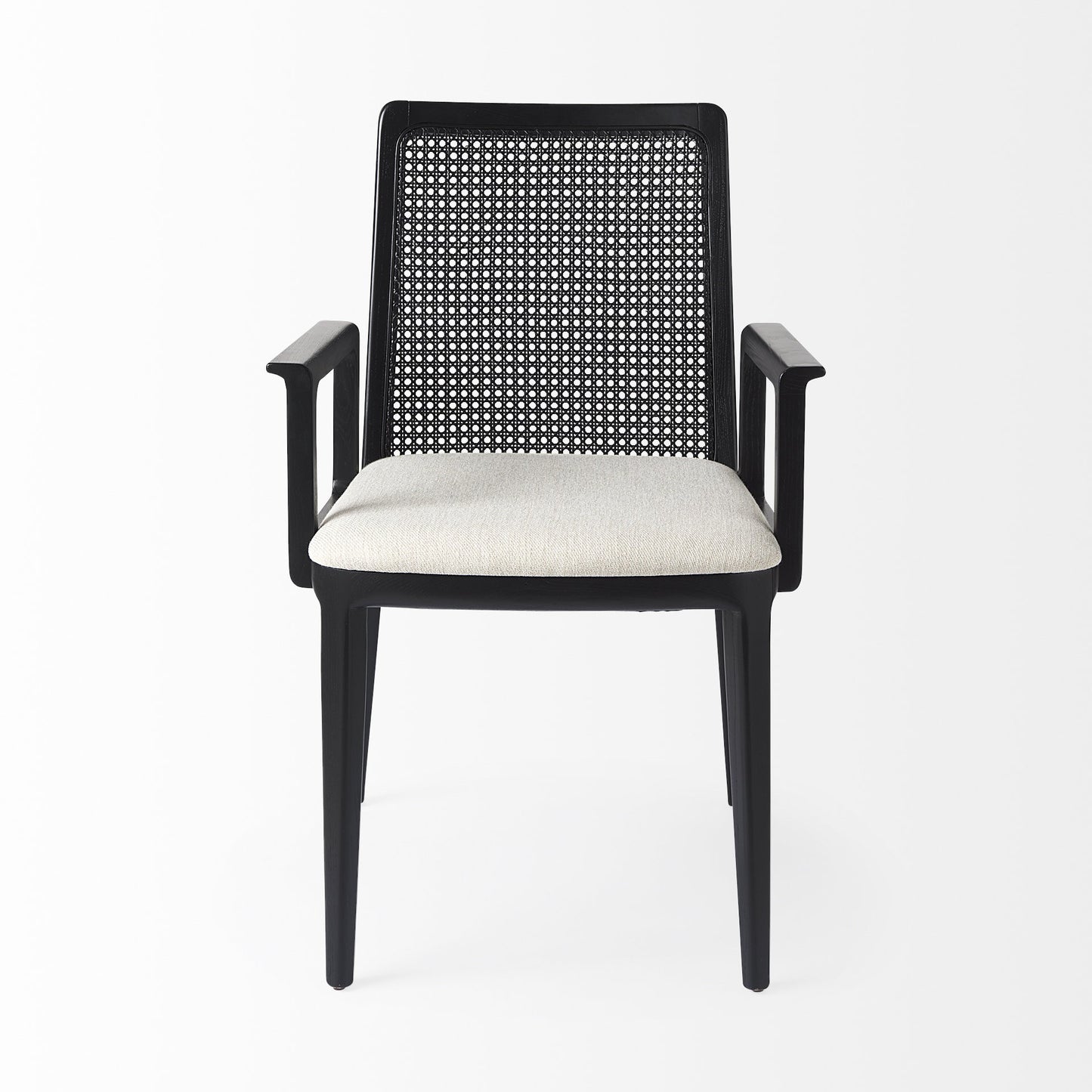 Cream & Black Fabric Dining Chair