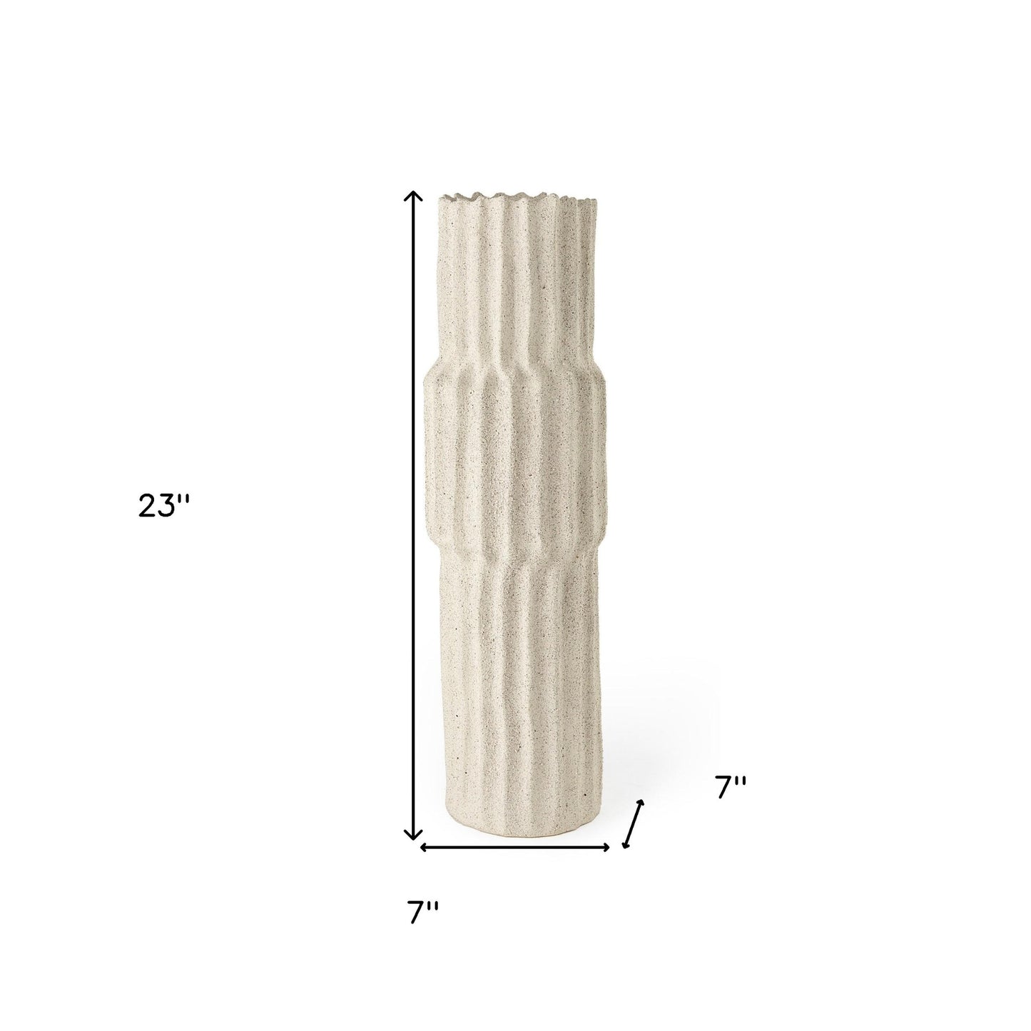 Cream Abstract Cylinder Ceramic Table Vase