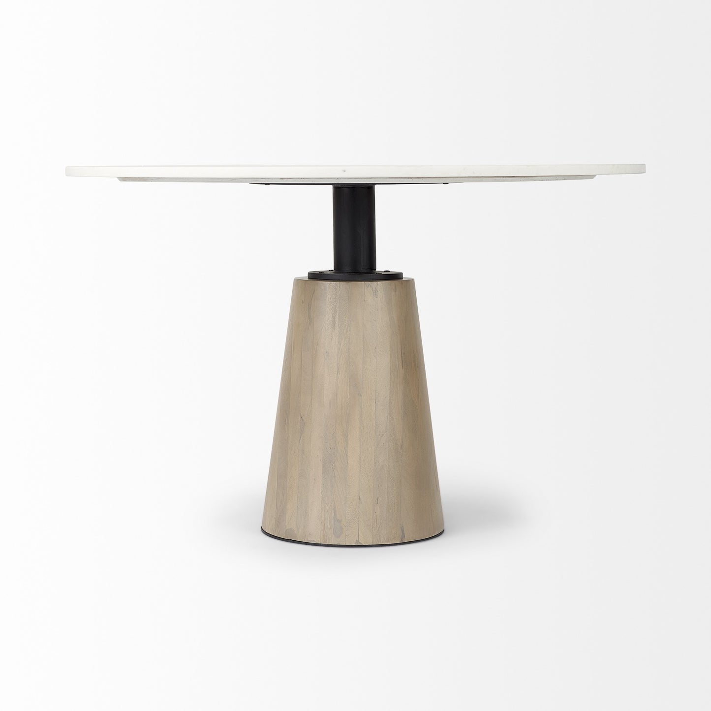 White And Natural Rounded Marble Pedestal Base Dining Table