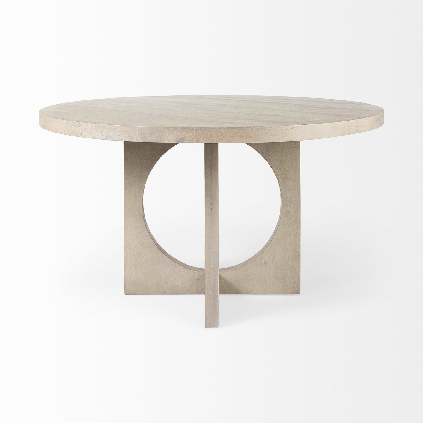 Natural Rounded Pedestal Base Dining Table