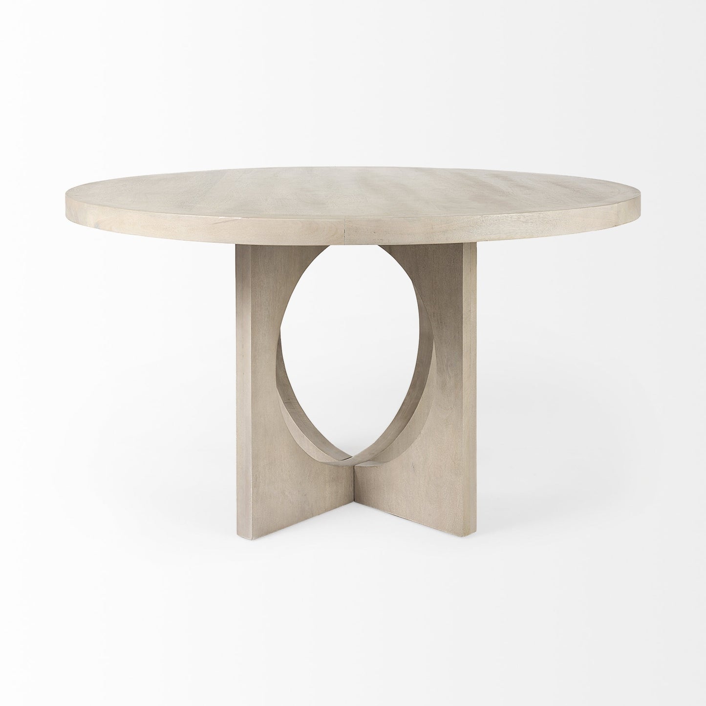 Natural Rounded Pedestal Base Dining Table