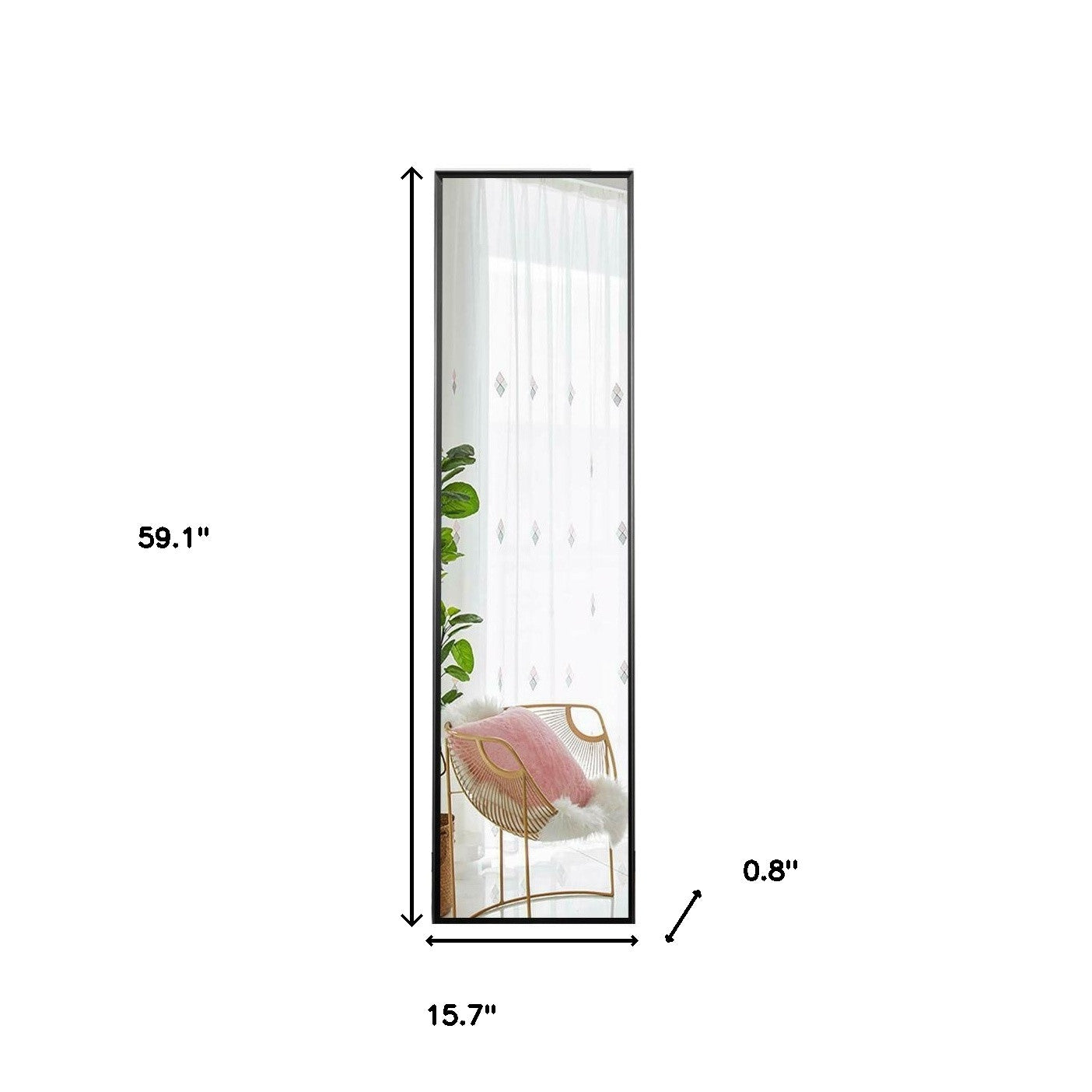 Black Metal Framed Freestanding Standing Mirror