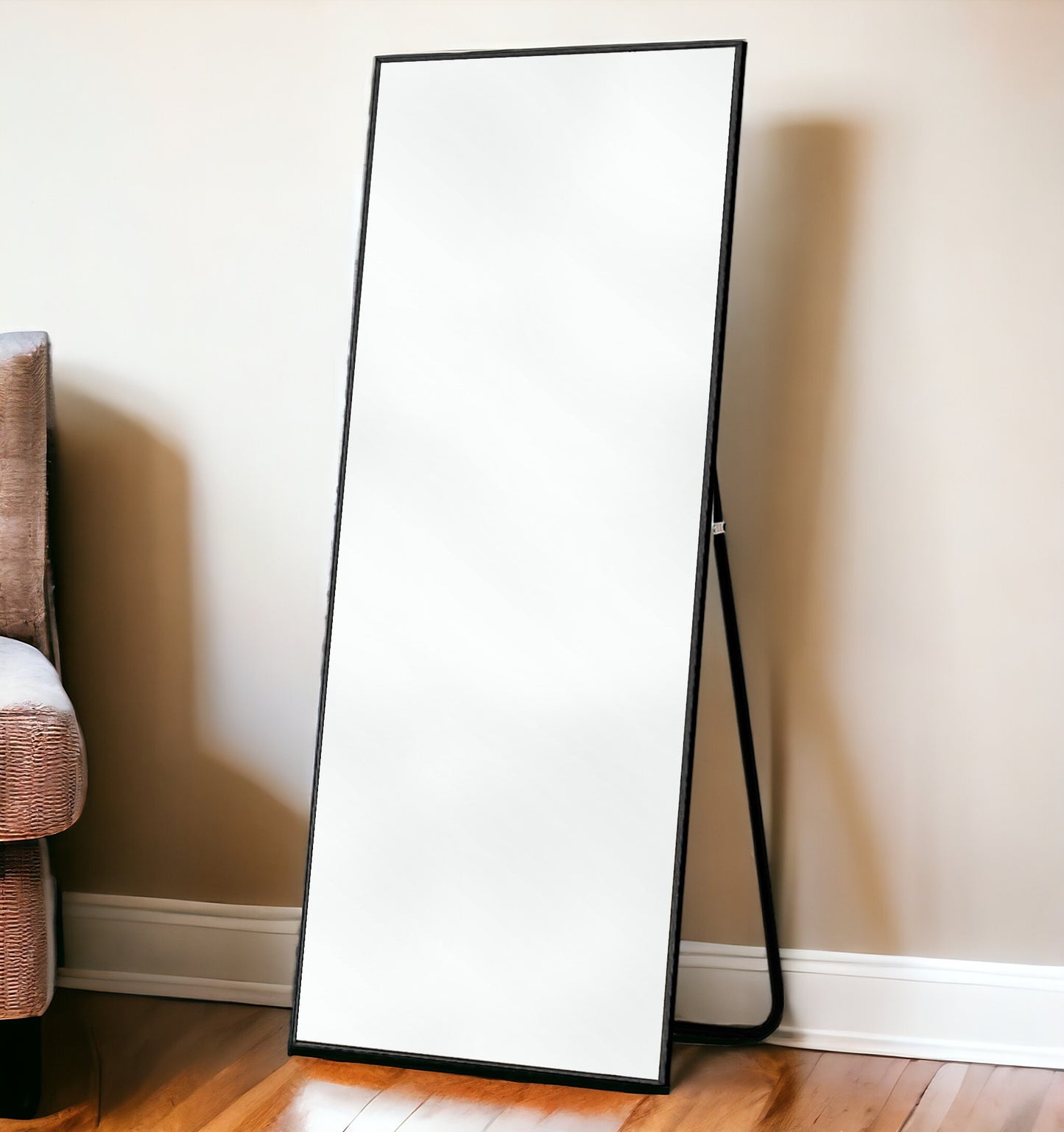 Black Metal Framed Standing Mirror