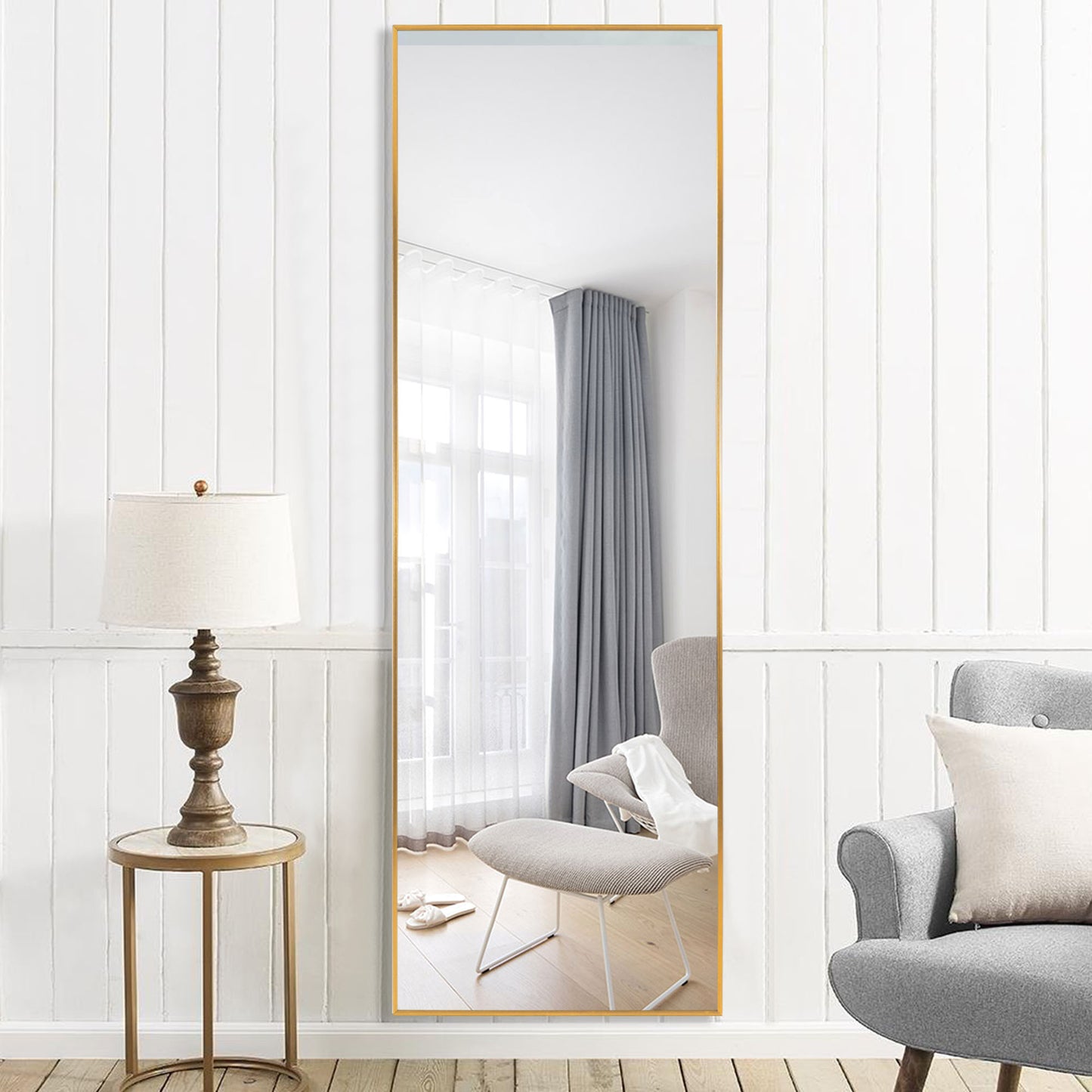 Sleek Gold Frame Full Length Mirror