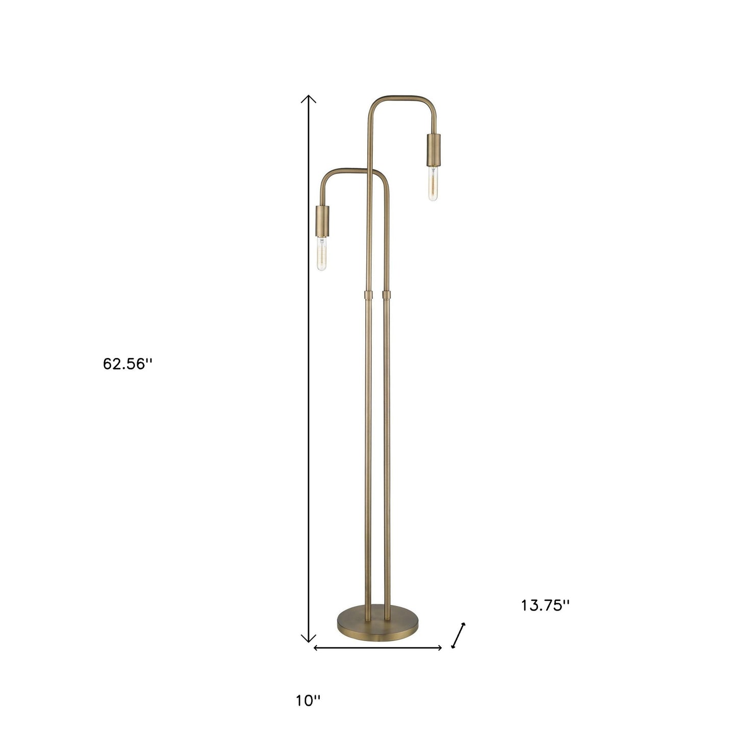 Brass 2-Light Torchiere Floor Lamp