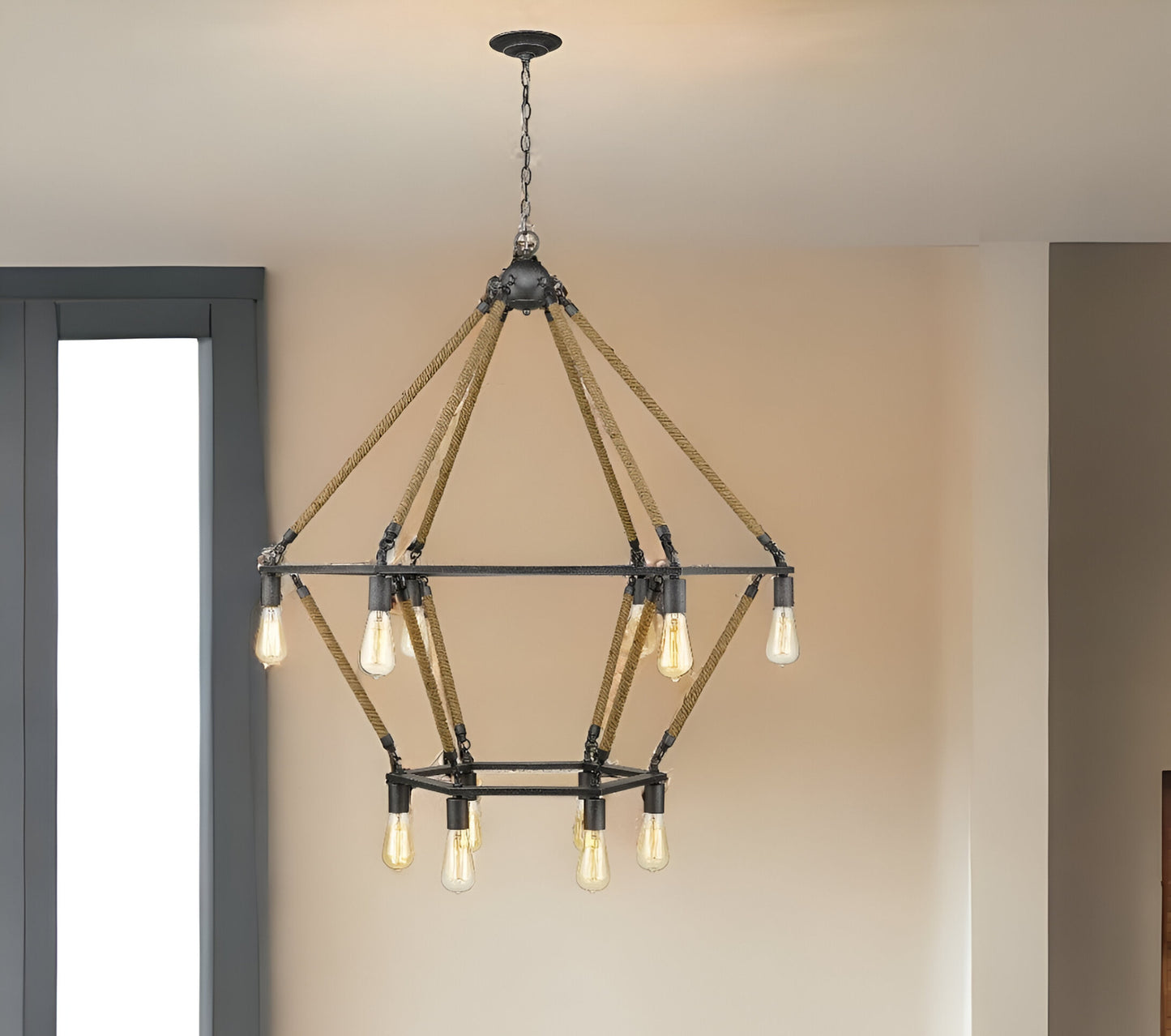 Brown & Black 12 Light Dimmable Chandelier