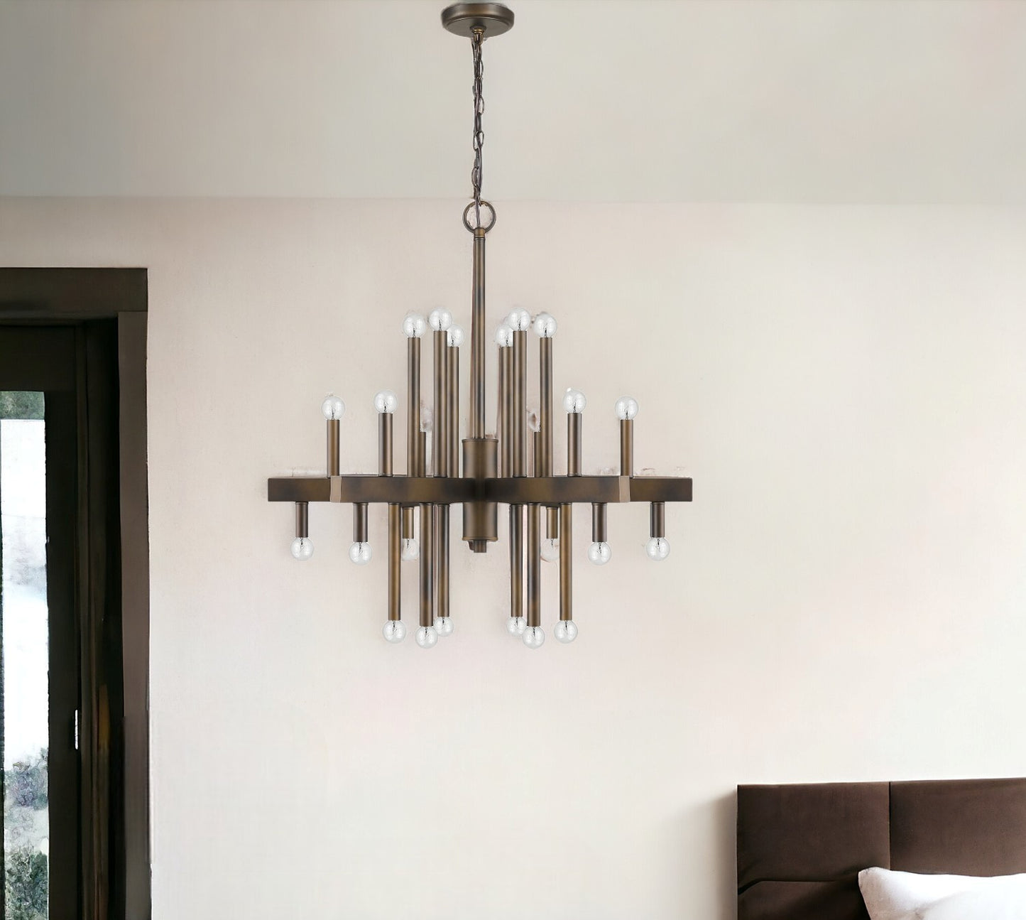 Brown Candle Style Multi Light Dimmable Chandelier