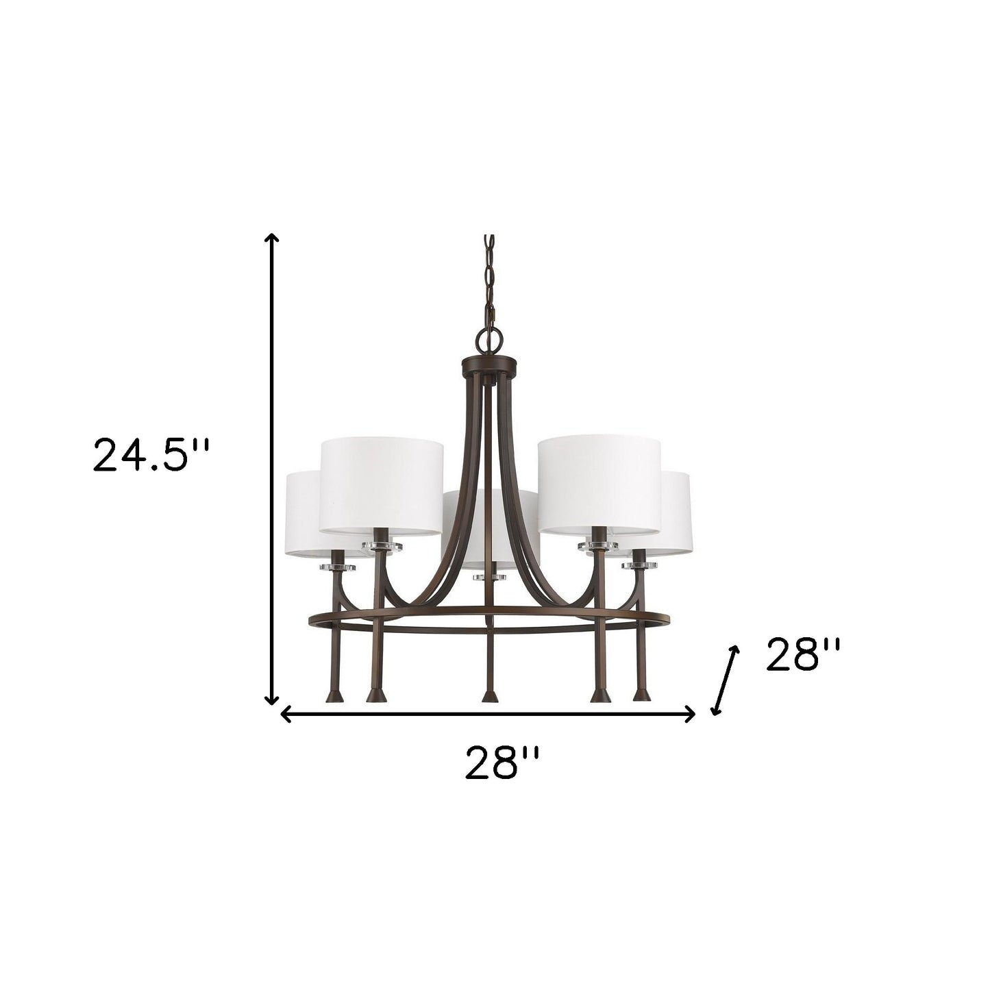 Brown Candle Style 5 Light & Crystals Dimmable Chandelier w/ Shades