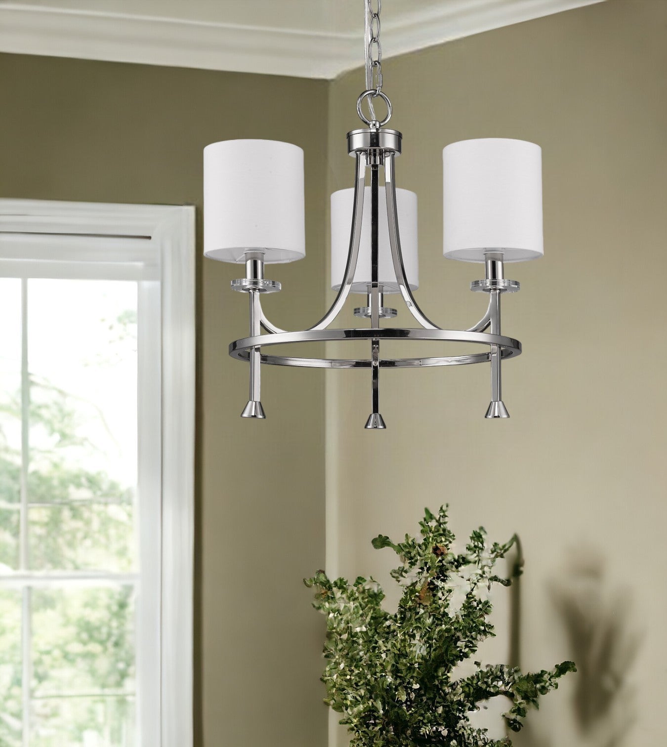 Silver Candle Style 3 Light Dimmable Chandelier