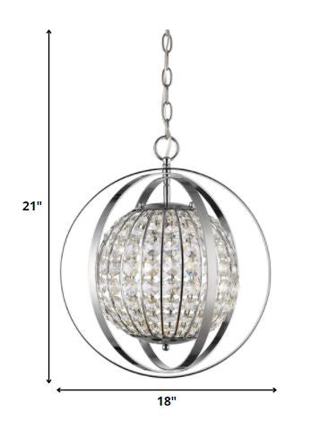 Olivia 1-Light Nickel Crystal Globe Pendant