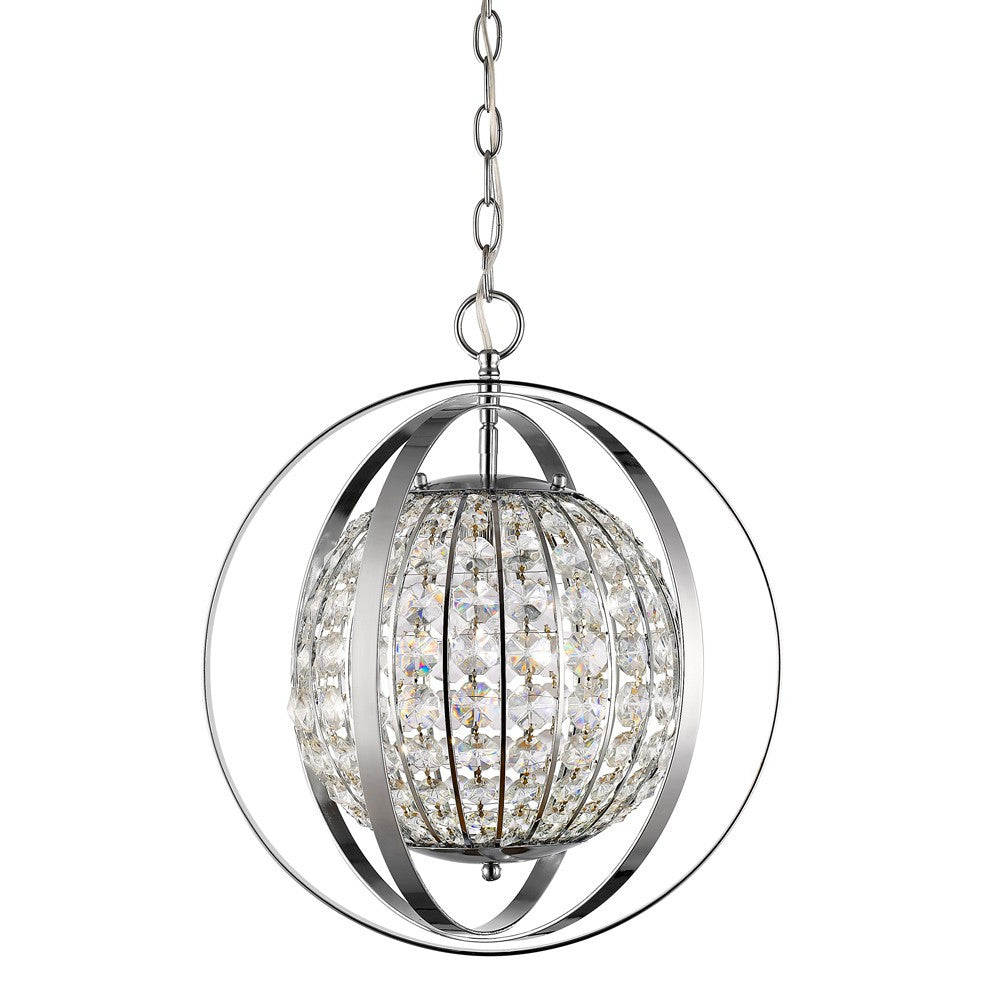 Olivia 1-Light Nickel Crystal Globe Pendant