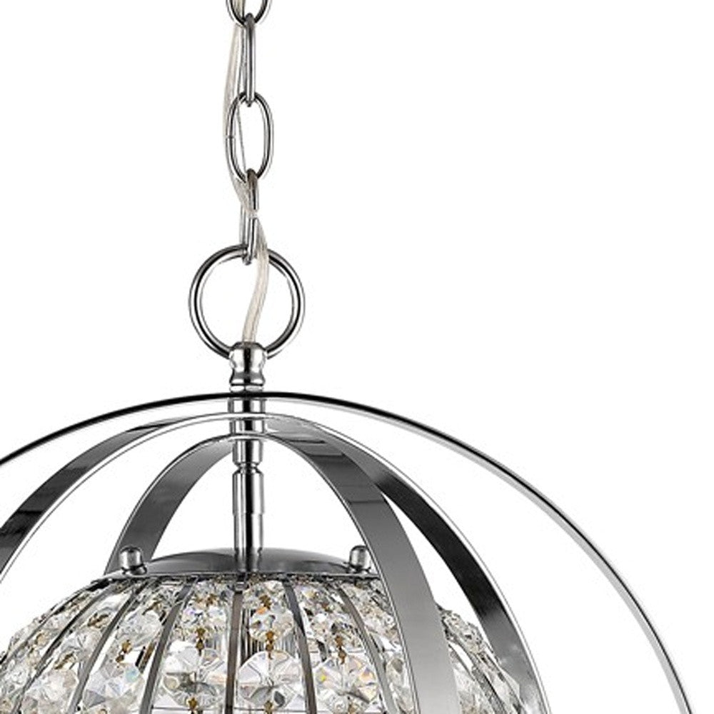 Olivia 1-Light Nickel Crystal Globe Pendant