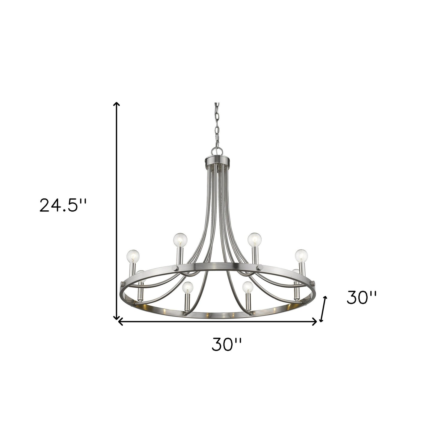 Silver Candle Style 8 Light Dimmable Chandelier