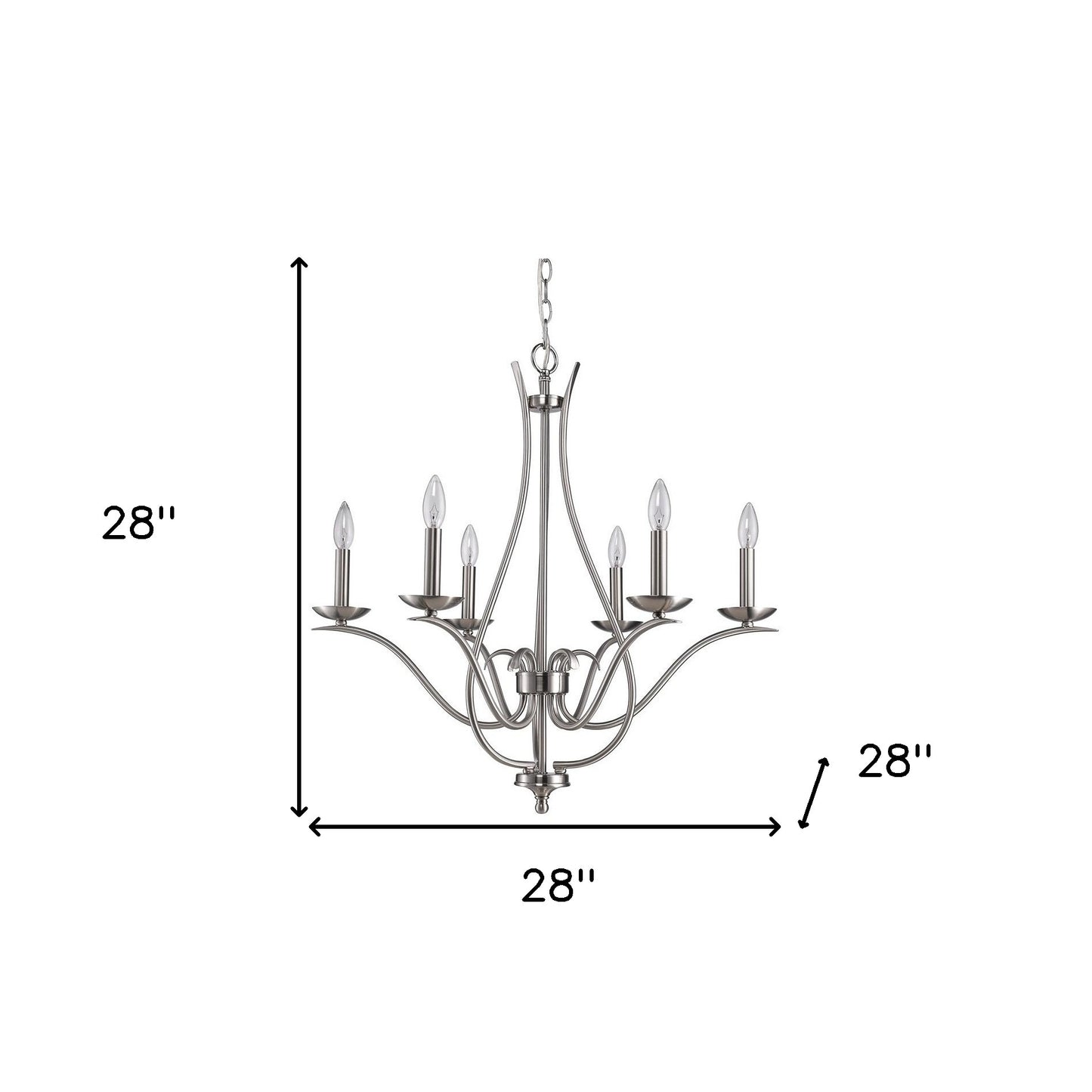Nickel Candle Style 6 Light Dimmable Chandelier