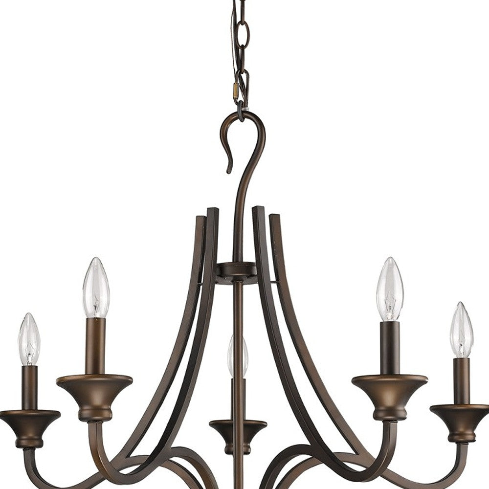 Bronze Candle Style 5 Light Dimmable Chandelier