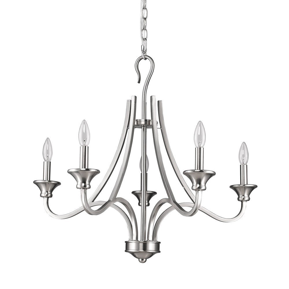 Silver Candle Style 5 Light Dimmable Chandelier