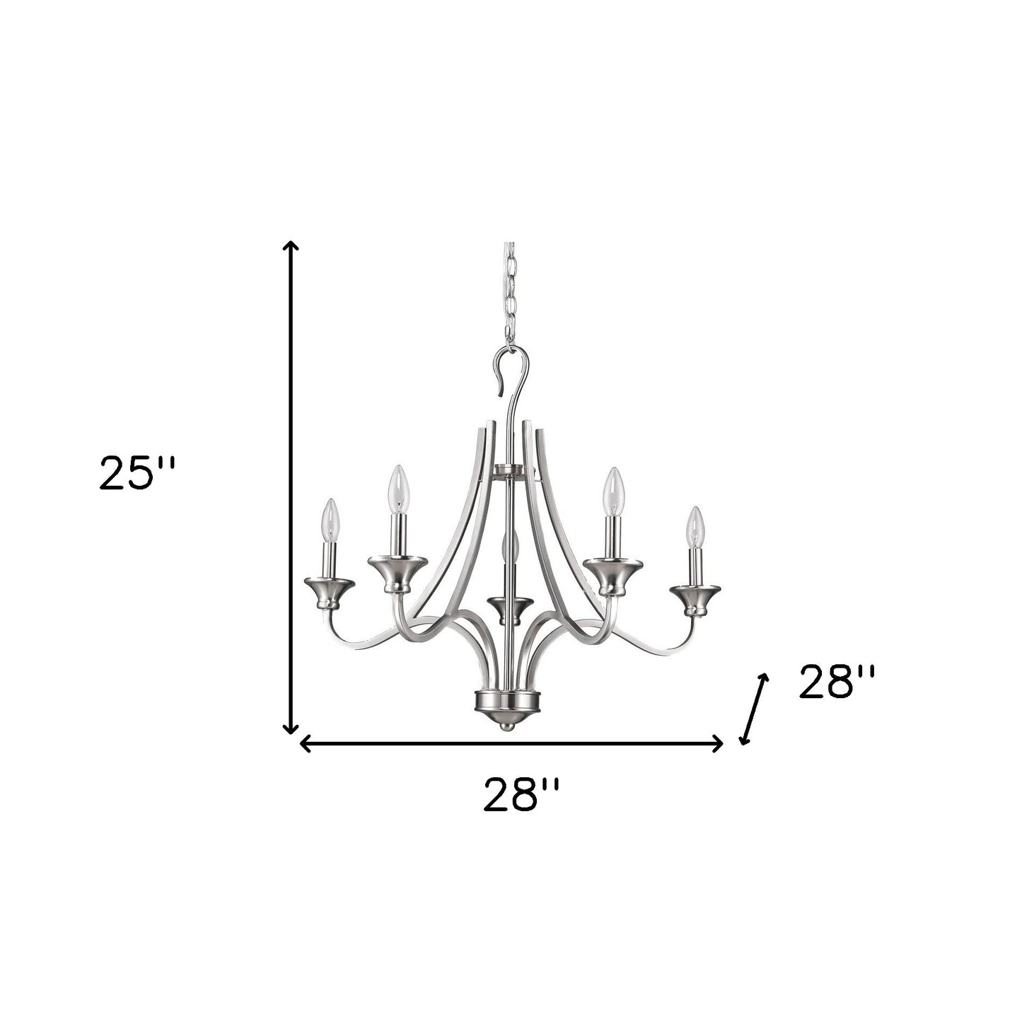 Silver Candle Style 5 Light Dimmable Chandelier