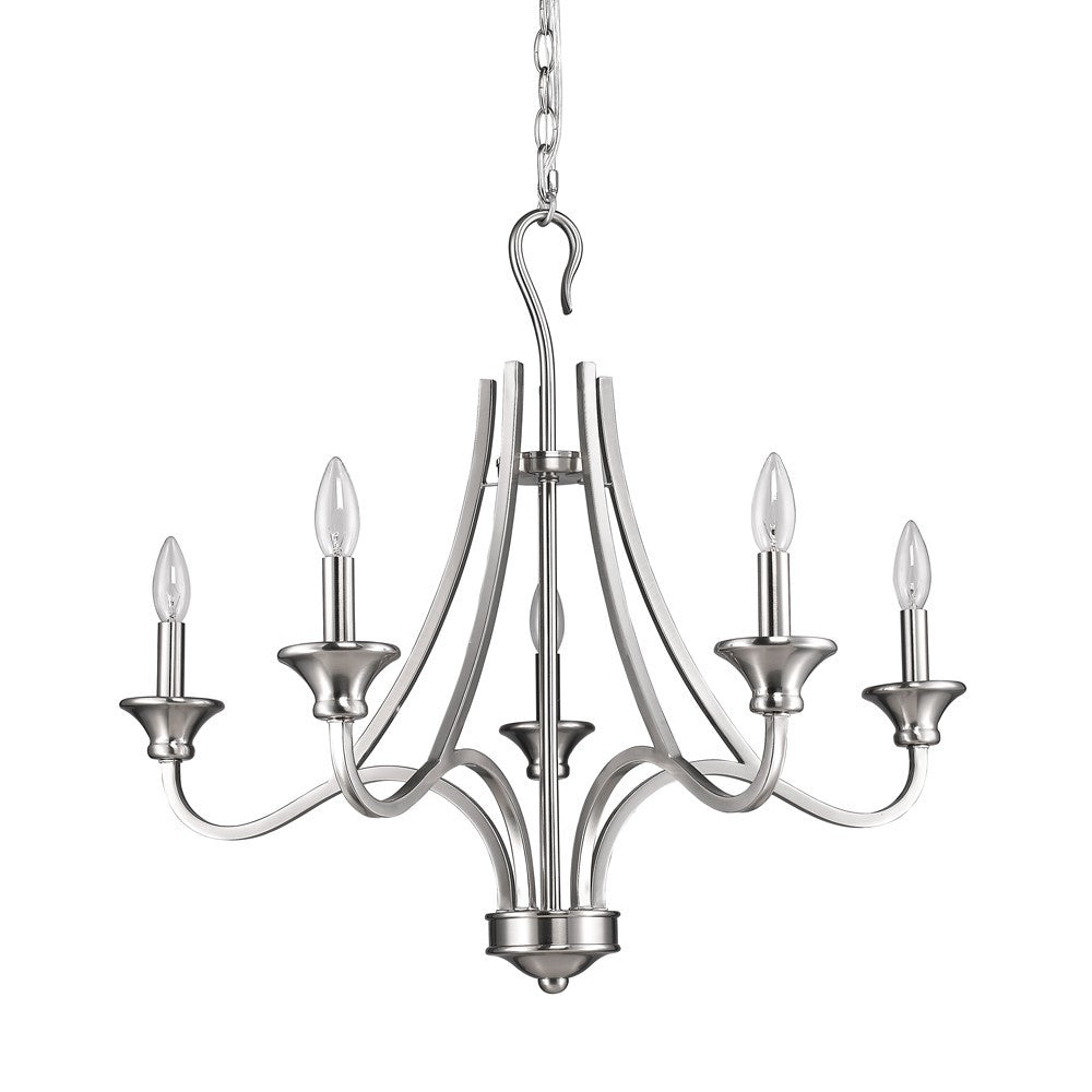 Silver Candle Style 5 Light Dimmable Chandelier
