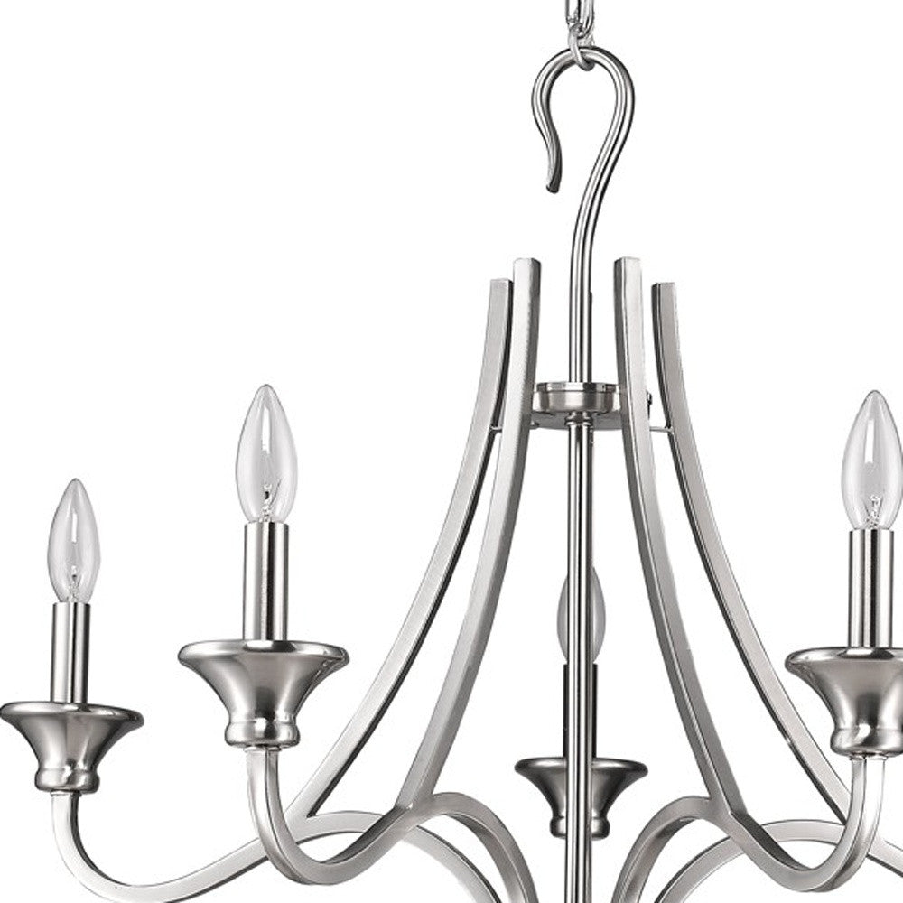 Silver Candle Style 5 Light Dimmable Chandelier