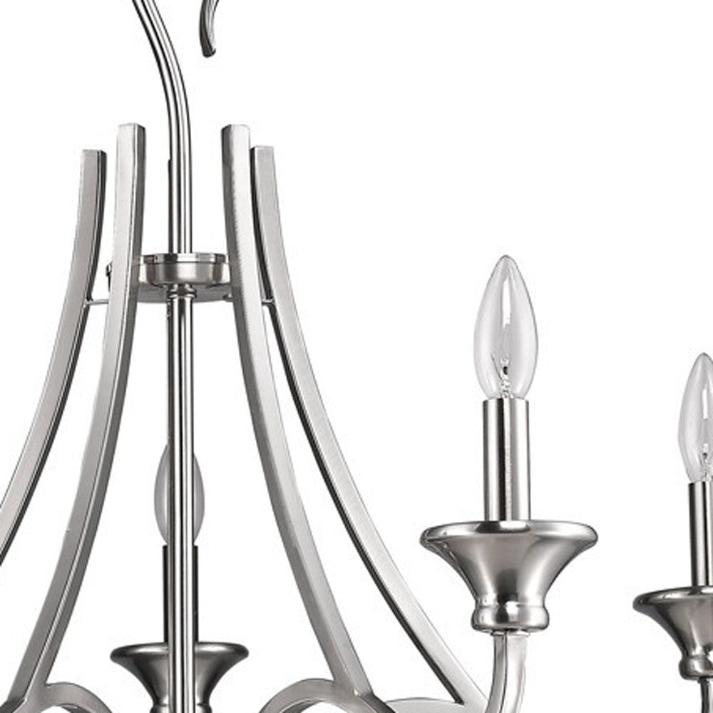Silver Candle Style 5 Light Dimmable Chandelier