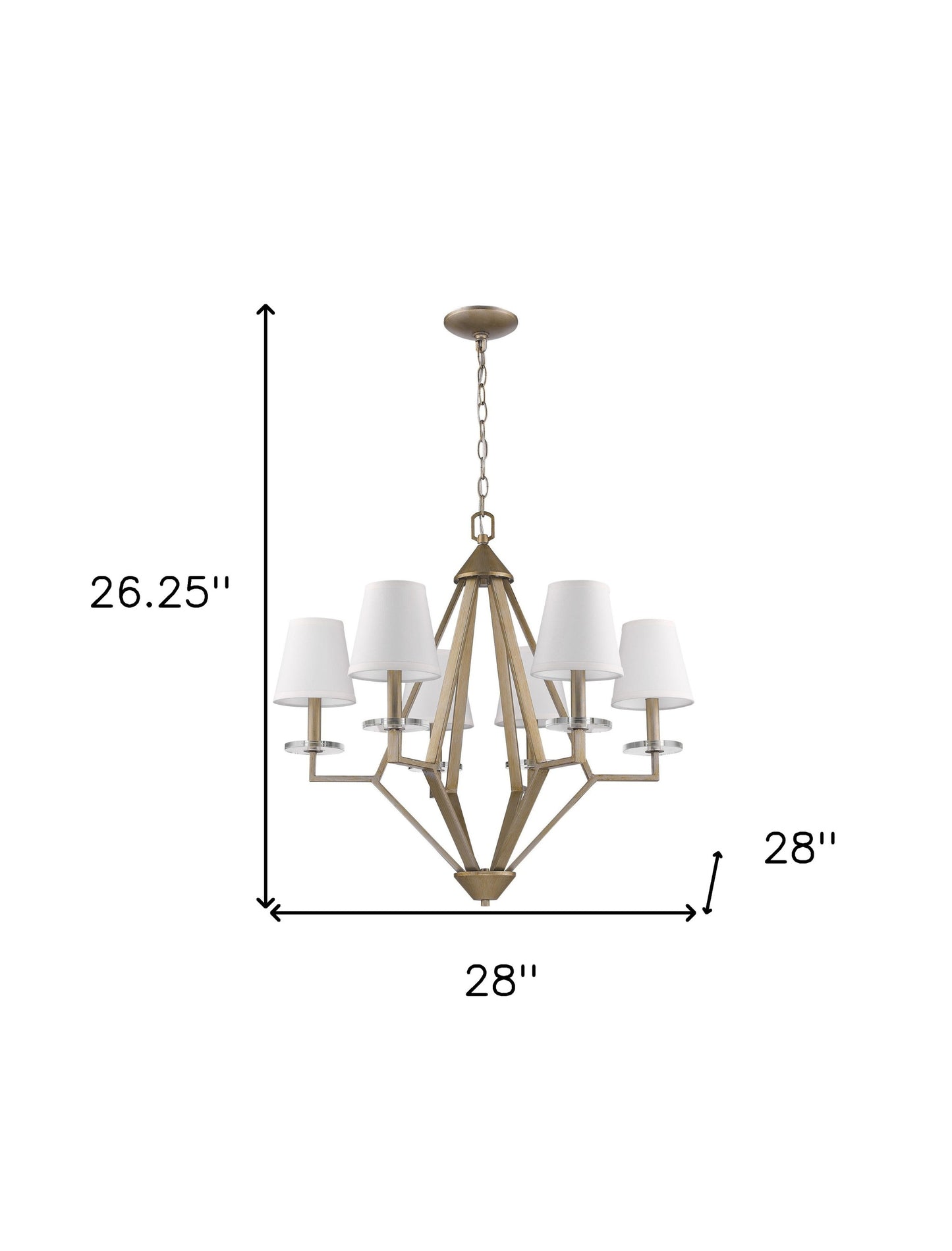 Gold Candle Style 6 Light & Crystals Dimmable Chandelier