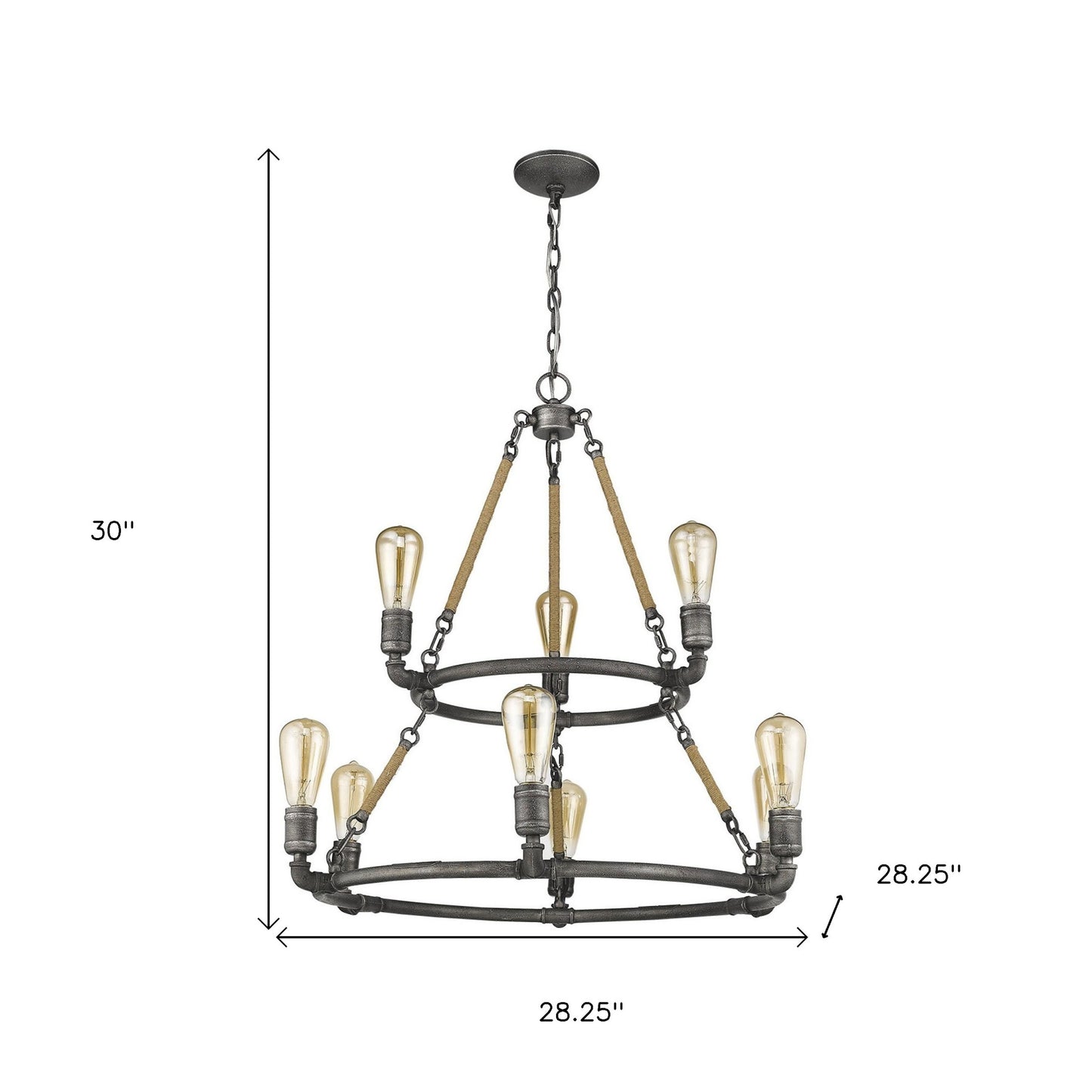 Brown & Black 9 Light Dimmable Chandelier