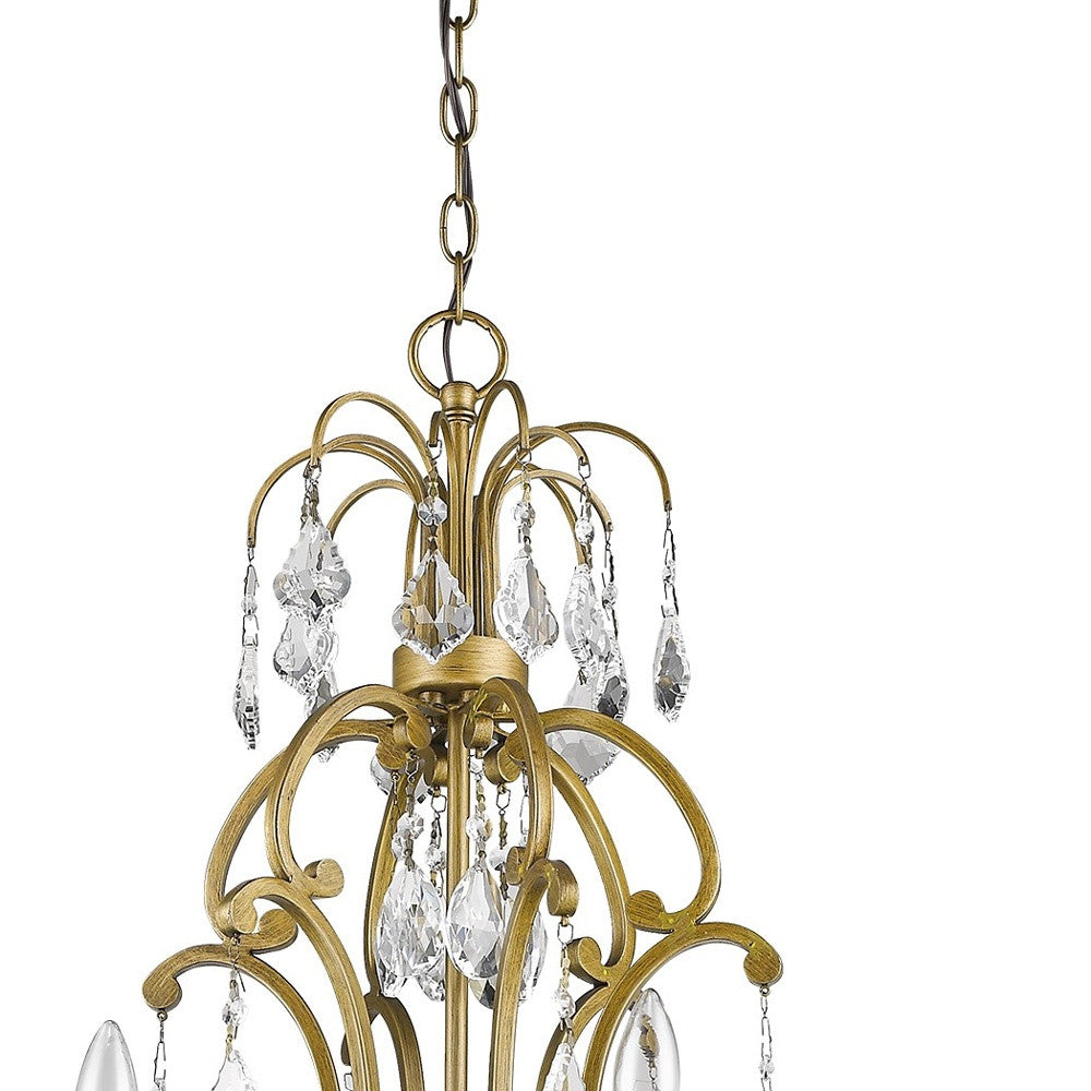 Gold Candle Style 6 Light & Crystals Dimmable Chandelier