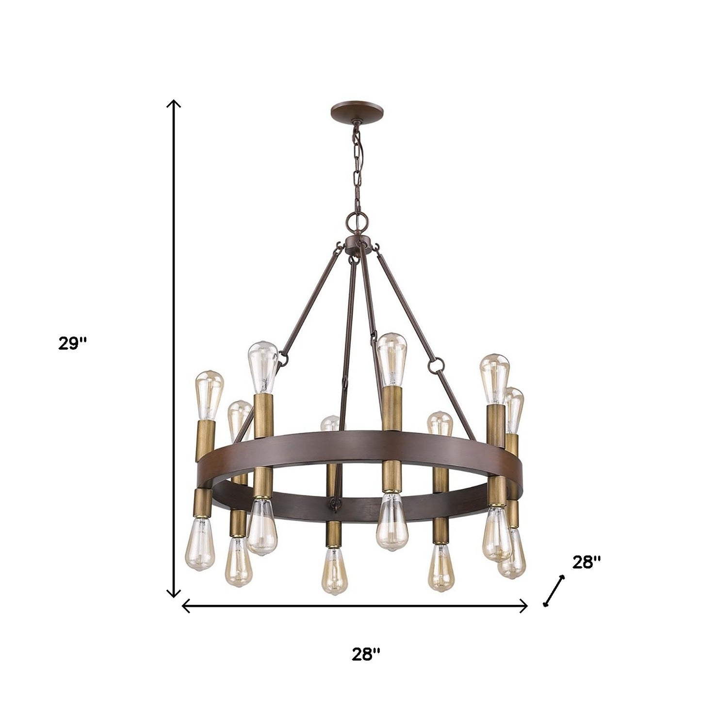 Brown & Black Candle Style Multi Light Dimmable Chandelier