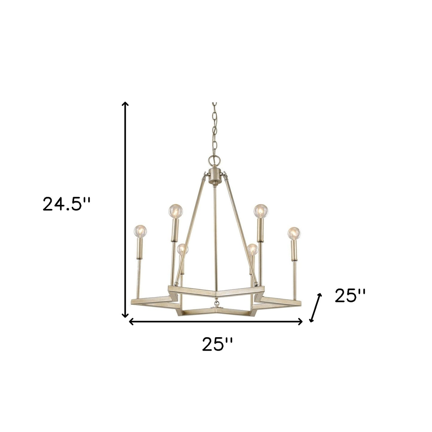 Gold Candle Style 6 Light Dimmable Chandelier