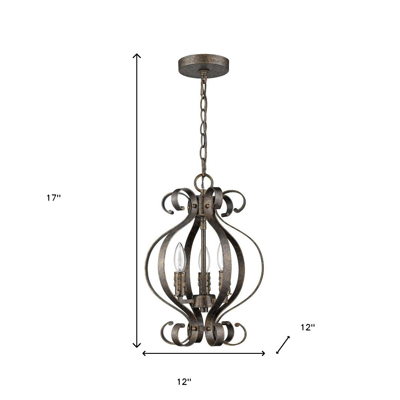 Black Candle Style 3 Light Dimmable Chandelier