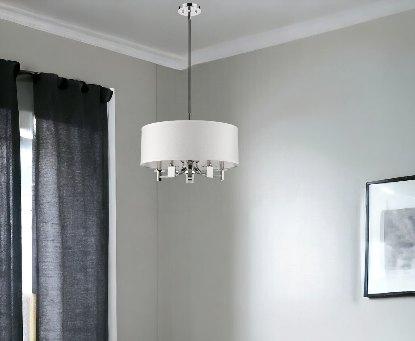 5-Light Nickel Drum Pendant