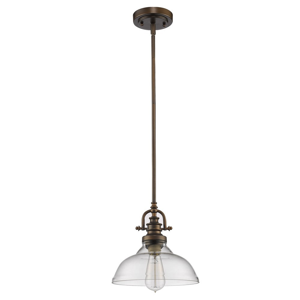 Antique Bronze Hanging Light w/ Glass Shade