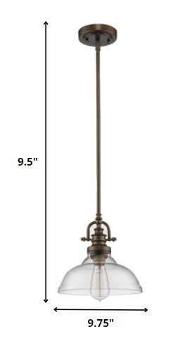 Antique Bronze Hanging Light w/ Glass Shade