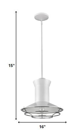 Newport 1-Light White Pendant w/ Nickel Louver
