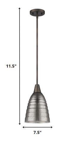 Bronze Hanging Light w/ Ribbed PebbGlass Shade
