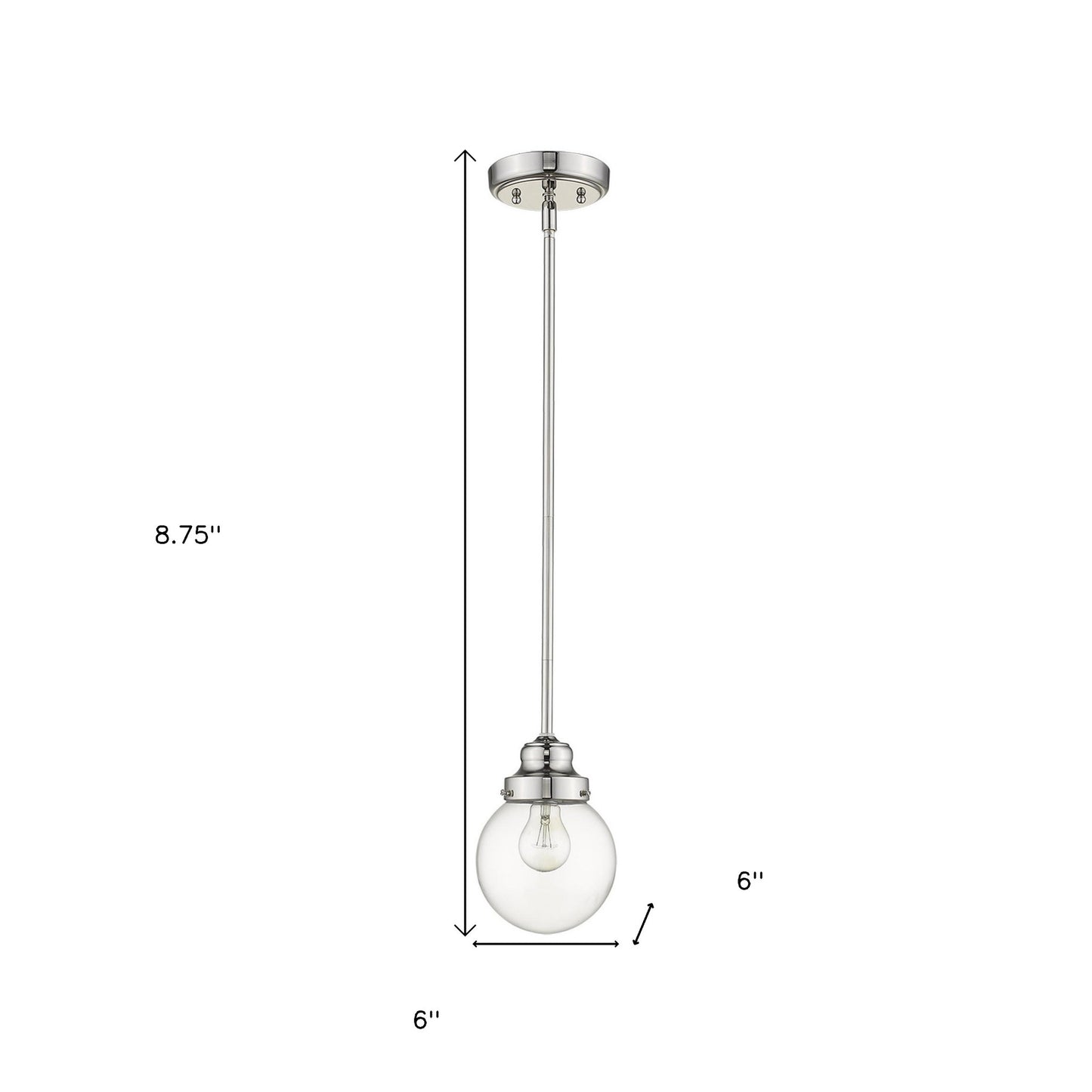 Silver Hanging w/ Clear Glass Shade