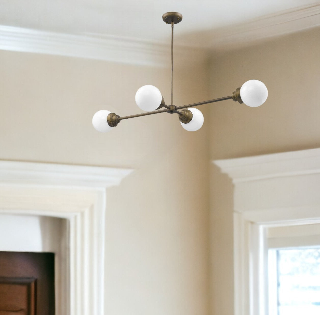 Portsmith 4-Light Raw Brass Pendant w/ Shades