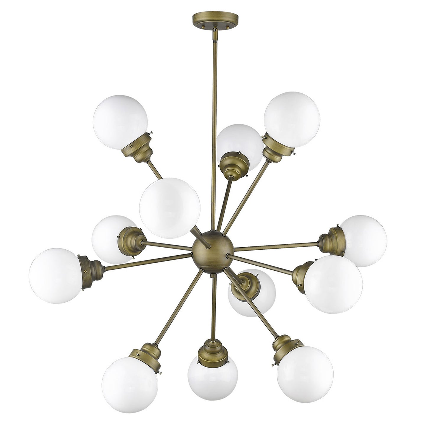 Bronze Sputnik 12 Light Frosted Dimmable Chandelier